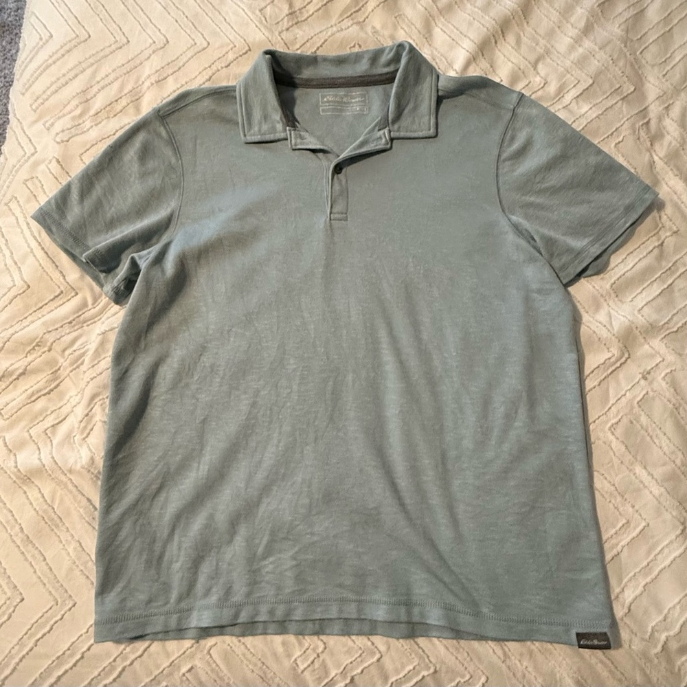 Eddie Bauer Men's Soft Blue/Teal Polo Shirt